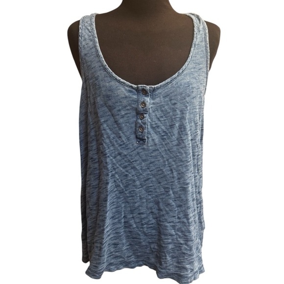 ♥️Y2K Elena Gilbert MADEWELL Henley Blue 100 % soft cotton Racer Back Tank SZ S - Picture 1 of 15
